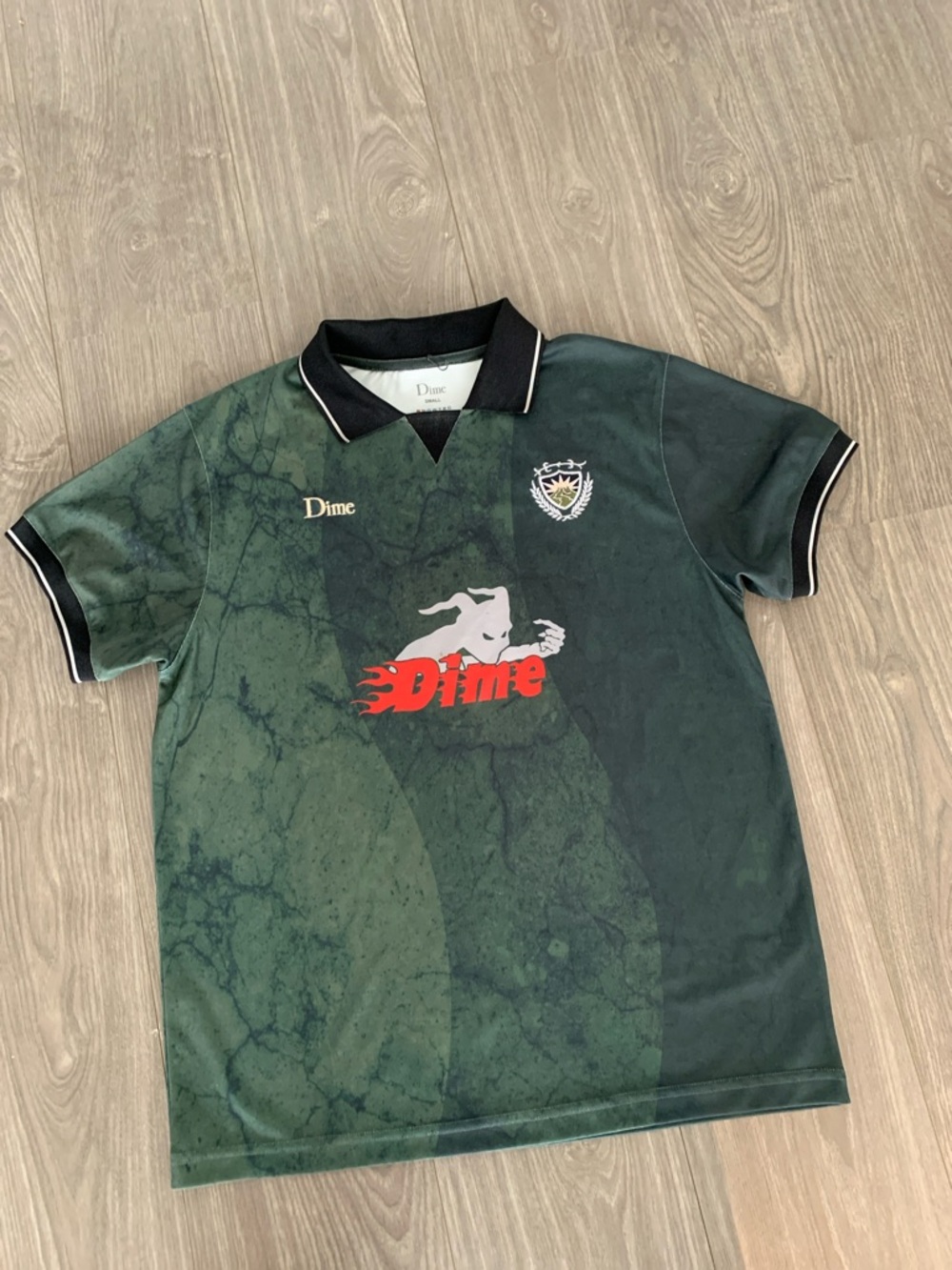 Dime Dark Green Graphic Polo Shirt with Crest